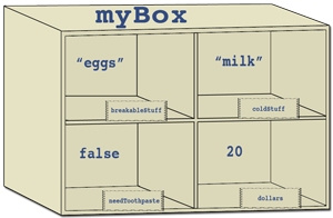 labeled box with compartments