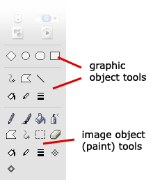 The LiveCode graphic and image tools on the tool palette